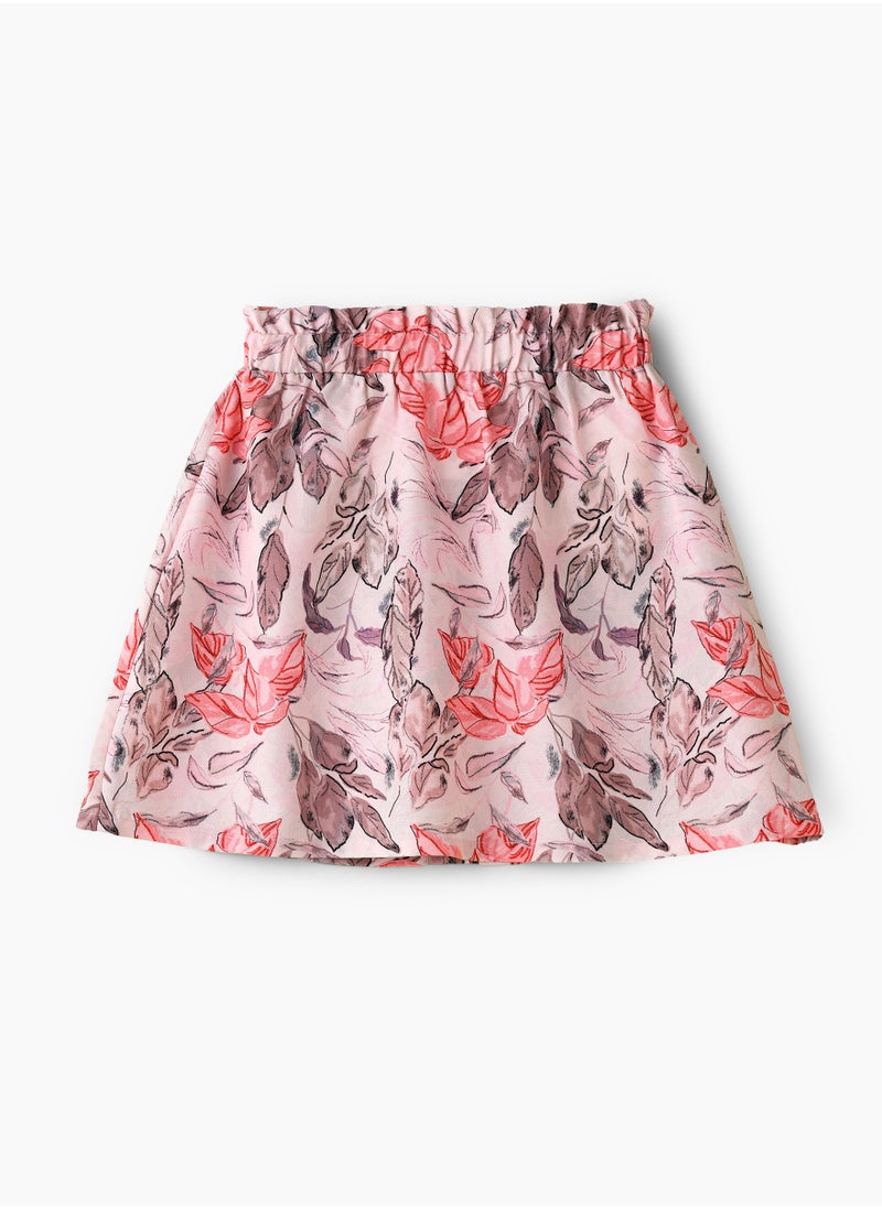 Jelliene Girls Pink Floral Button Skirt  - Image 2