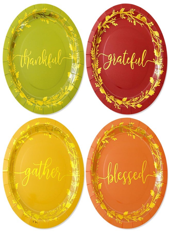 JarThenaAMCS أطباق ورقية قابلة للتصرف JarThenaAMCS 48 قطعة بألوان الخريف الأحمر والأخضر والبرتقالي والأصفر لأطباق العشاء والحلويات بمناسبة عيد الشكر أو عيد الميلاد أو حفلات استقبال المواليد، 9 بوصة - Image 1
