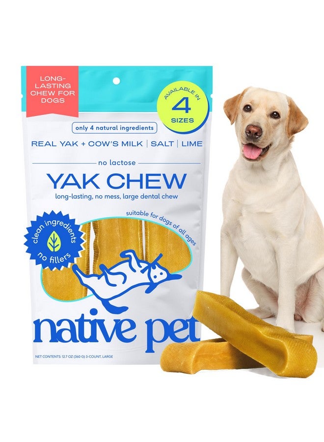 Native Pet Yak Cheese Himalayan Dog Chews - Long Lasting Dental Sticks for Large Breeds - 100% All Natural Himalayan Yak Chews for Large Dogs - Cheese Bone for Aggressive Chewers - 3 Per Pack - Image 1