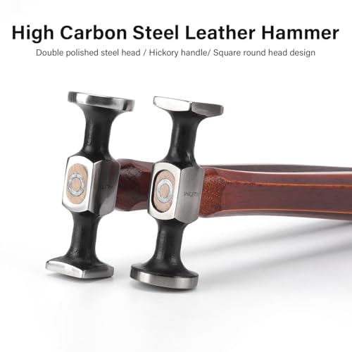 WUTA Leather Hammer Double Head Cobblers Hammer Mirror Polishing Carbon Steel Mallet for Professional Leather Craft Tool - Image 2