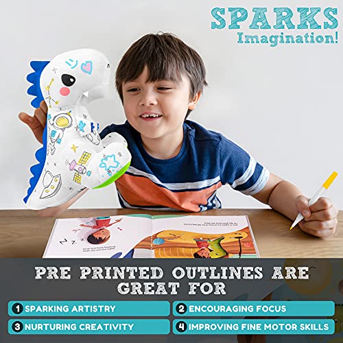 Happy Fuel TRex Plush Dinosaur Coloring Book Gift Set Arts and Crafts Soft DIY Washable Dino Doodle Doll Stuffed Animal Toy Painting Craft Kit Toys Play Dinosaur Gifts for Kids Boys and Girls Ages 35 57 - Image 5