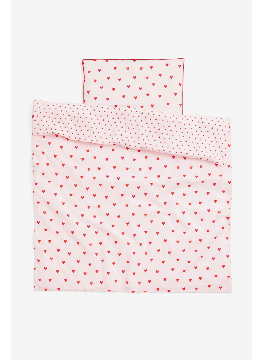 H&M Heart-Patterned Cot Duvet Cover Set