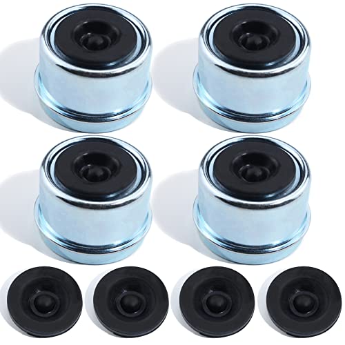 iBroPrat 4PCS 1.98" Trailer Hub Cap,Trailer Axle Bearing Dust Cap Cup Grease Cover with 8 Rubber Plugs,Bolt Metal Trailer Axle Wheel Bearing and Hub Dust Caps for Most 2000 to 3500 Pound Axles Dexter - Image 1