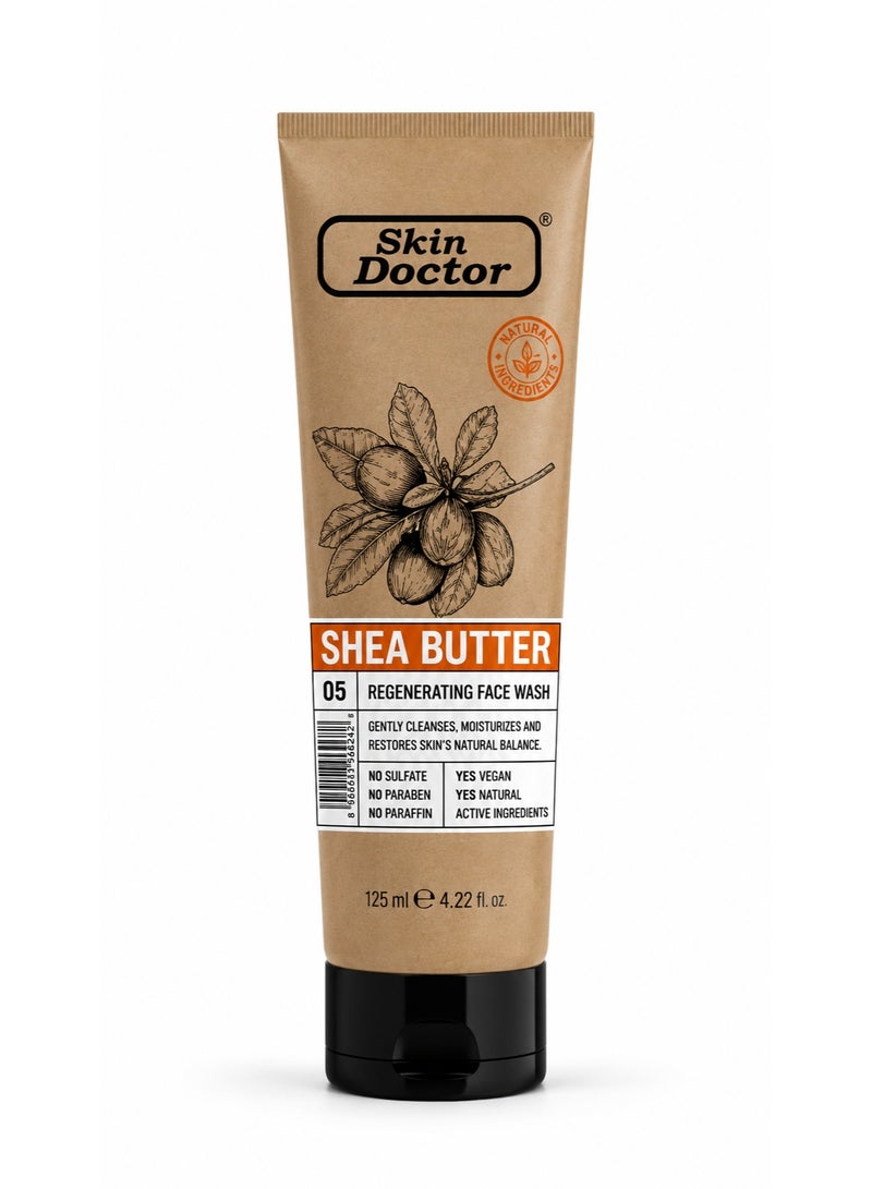 Skin Doctor Shea Butter Regenerating Face Wash - Gentle Moisturizing Cleanser, 125ml - Image 1