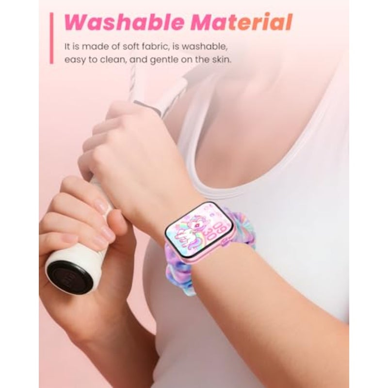 Bands for ganopterygon TK09 Smart Watch, Hair Tie Design Wristband for ganopterygon TK09 Smartwatch, Stylish and Soft Replacement Smartwatch Strap, Elastic Adjustable, Purple+Blue - Image 2