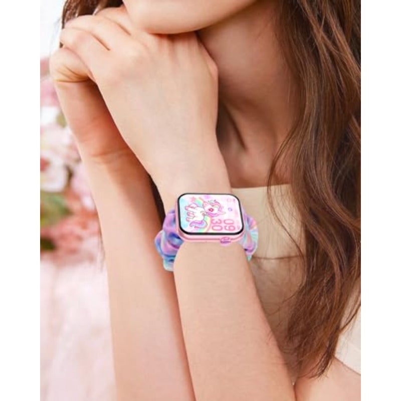 Bands for ganopterygon TK09 Smart Watch, Hair Tie Design Wristband for ganopterygon TK09 Smartwatch, Stylish and Soft Replacement Smartwatch Strap, Elastic Adjustable, Purple+Blue - Image 5