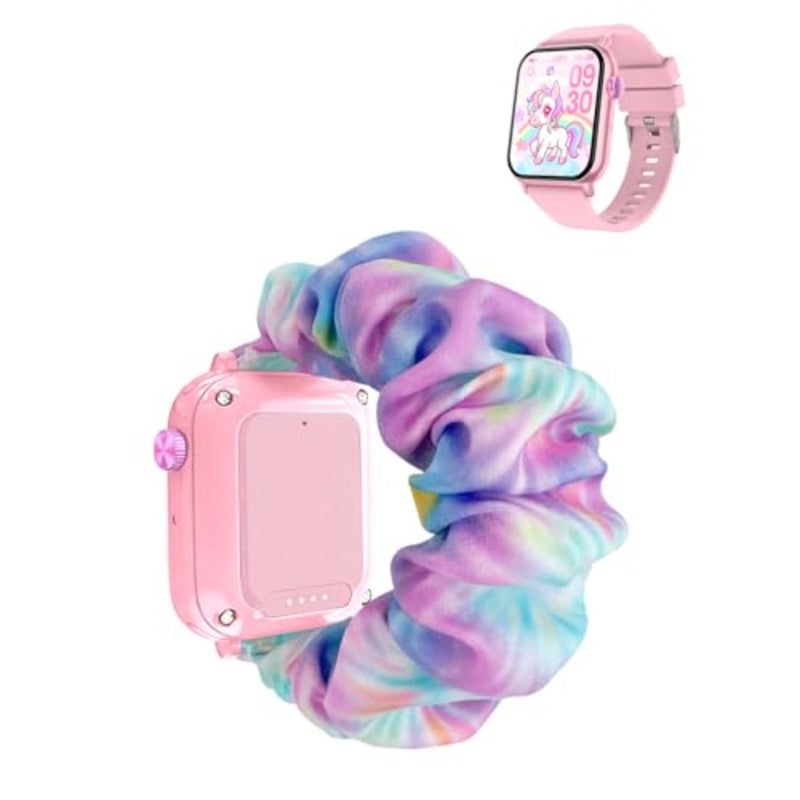 Bands for ganopterygon TK09 Smart Watch, Hair Tie Design Wristband for ganopterygon TK09 Smartwatch, Stylish and Soft Replacement Smartwatch Strap, Elastic Adjustable, Purple+Blue - Image 1