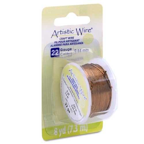Artistic Wire, 22 Gauge Tarnish Resistant Colored Copper Craft Wire, Antique Brass Color, 8 yd - Image 1