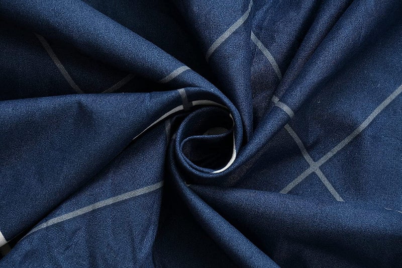SpangleHomes 300 TC 100% Soft Glace Cotton Elastic Fitted Single Bed Bedsheet with 1 Large Pillow Cover (Single Bed 36 X72X6 inches, Blue Lines) - Image 2