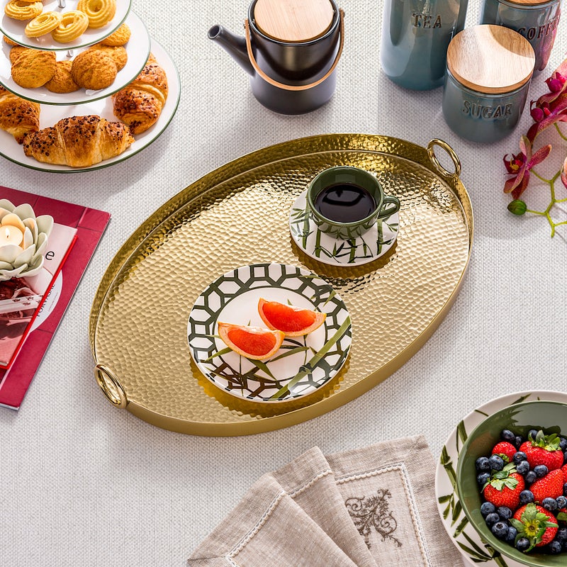 Oval tray gold plated 52.5*36*6.5 cm - Image 1