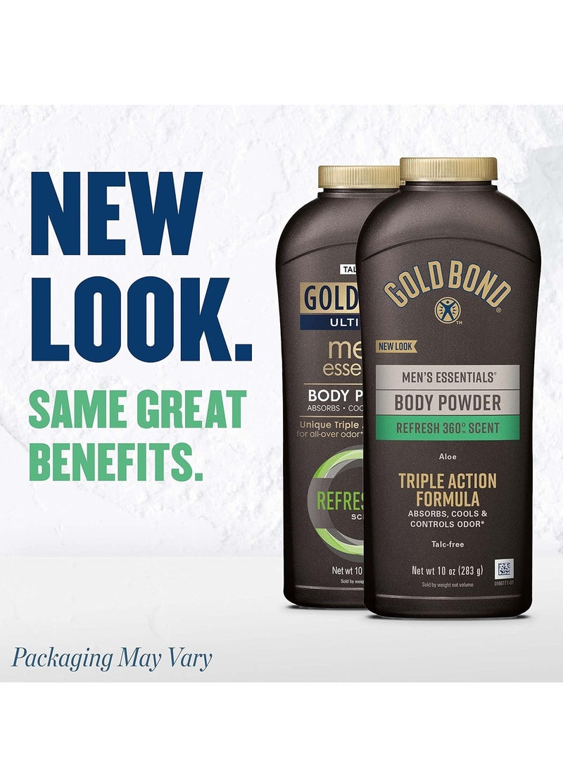 Gold Bond - Gold Bond Men's Essentials Talc-Free Body Powder, 10 oz., Refresh 360 Scent, Wetness Protection - Image 1