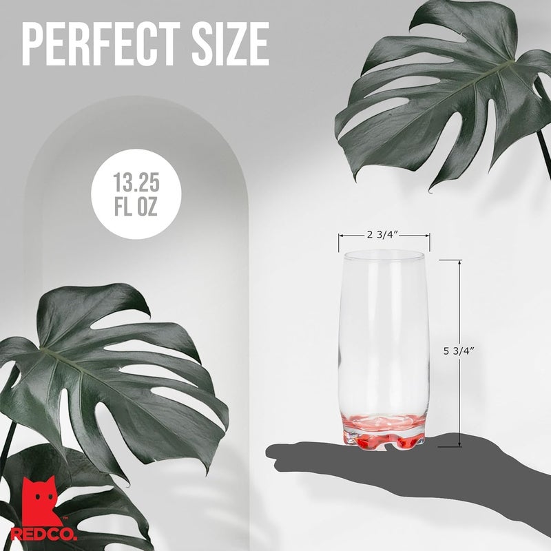 Red Co. Vibrant Splash Water, Beverage Highball Glasses, 13.25 Ounce - Set of 6 - Image 3