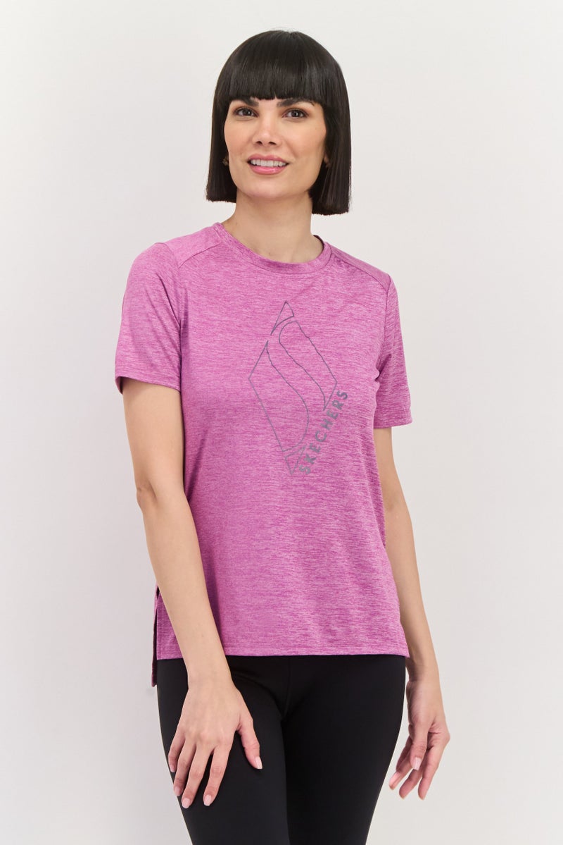 SKECHERS Women Sportswear Fit Short Sleeve Training T-Shirt, Heather Purple - Image 1