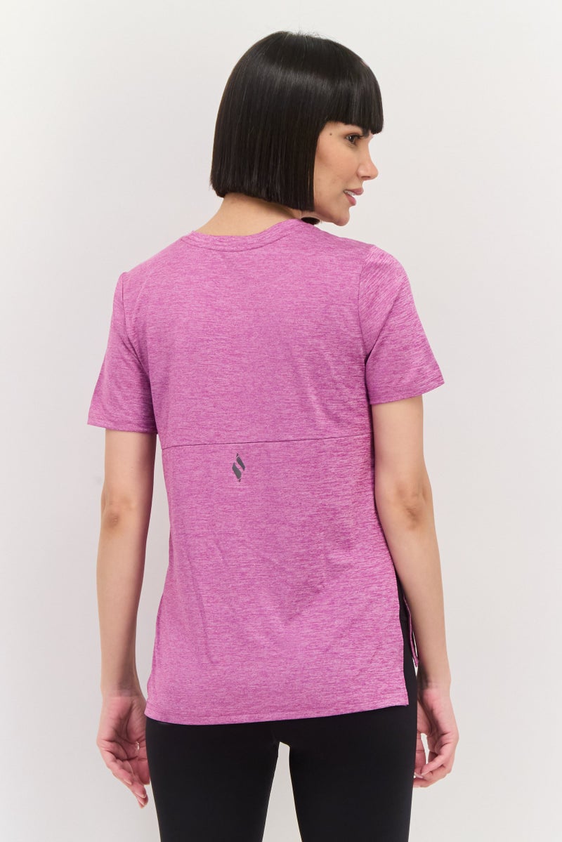 SKECHERS Women Sportswear Fit Short Sleeve Training T-Shirt, Heather Purple - Image 3