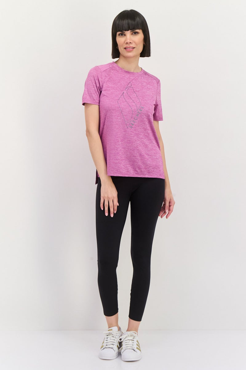 SKECHERS Women Sportswear Fit Short Sleeve Training T-Shirt, Heather Purple - Image 4
