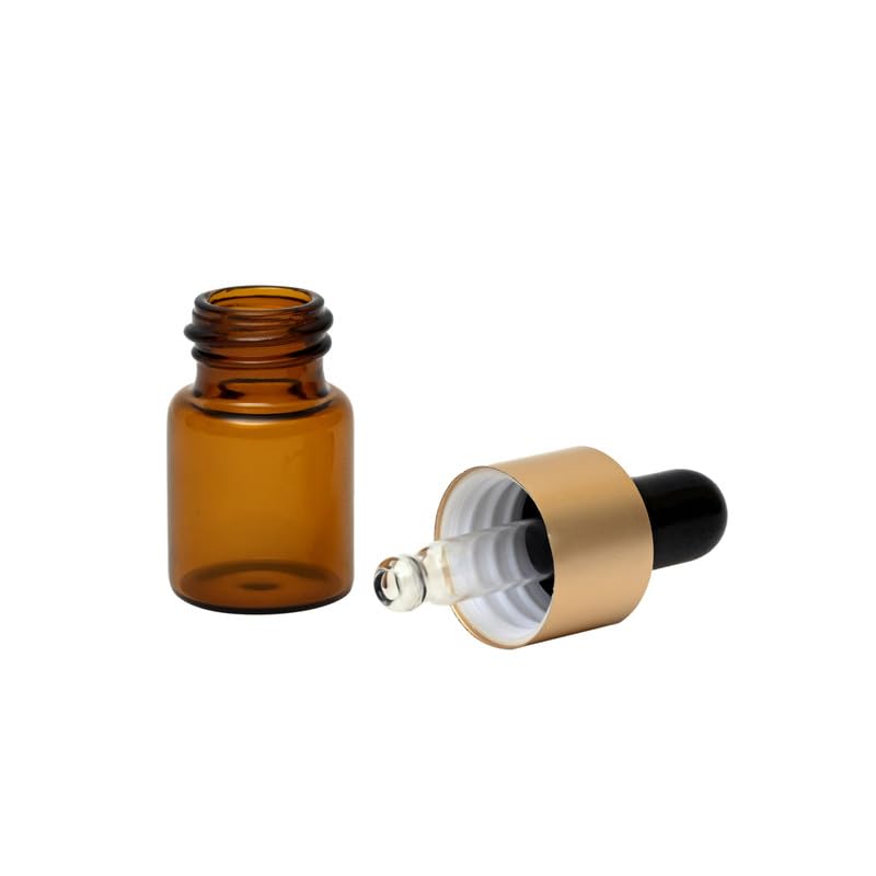Devinez Amber Color Round Glass Bottle, 5 ml - Set of 8 with Golden Black Dropper for Essential Oils, Blends, DIY Skin Care, Cosmetics, Multipurpose Bottle for Home and Travel Purpose - Image 5