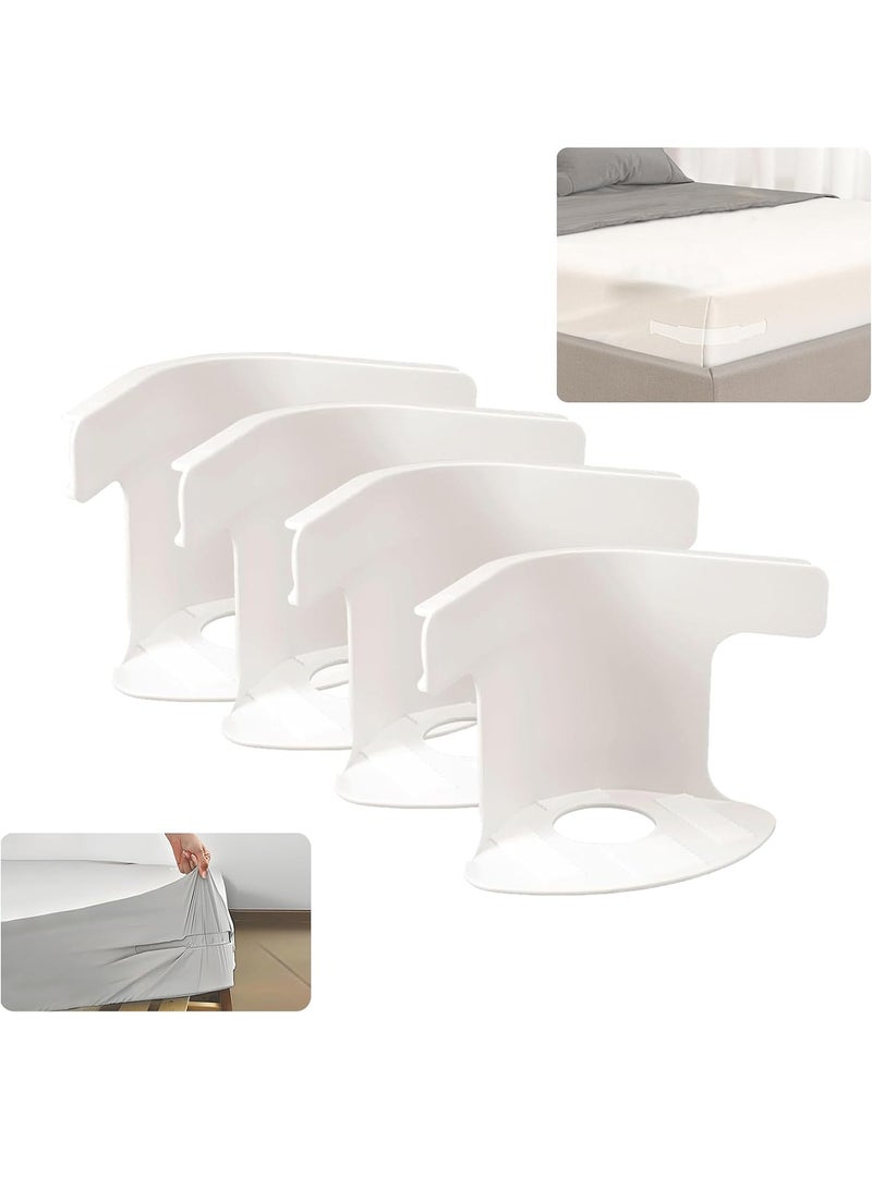 Uwals Lock Sheet Holders - Bed Sheet Holder for Corners Keep Sheets Firm & Tight - Heavy Duty Bed Sheet Holder Corner Fitted Sheet Straps Fit All Mattress Size (White-4pcs) - Image 1