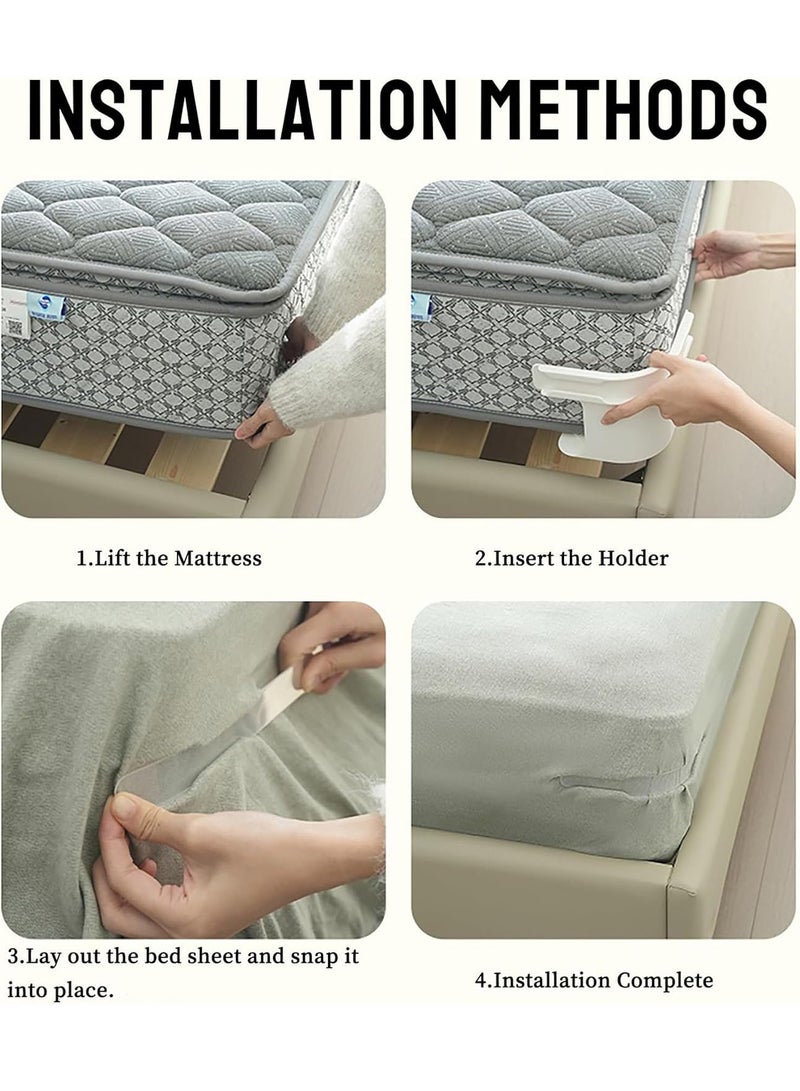 Uwals Lock Sheet Holders - Bed Sheet Holder for Corners Keep Sheets Firm & Tight - Heavy Duty Bed Sheet Holder Corner Fitted Sheet Straps Fit All Mattress Size (White-4pcs) - Image 3