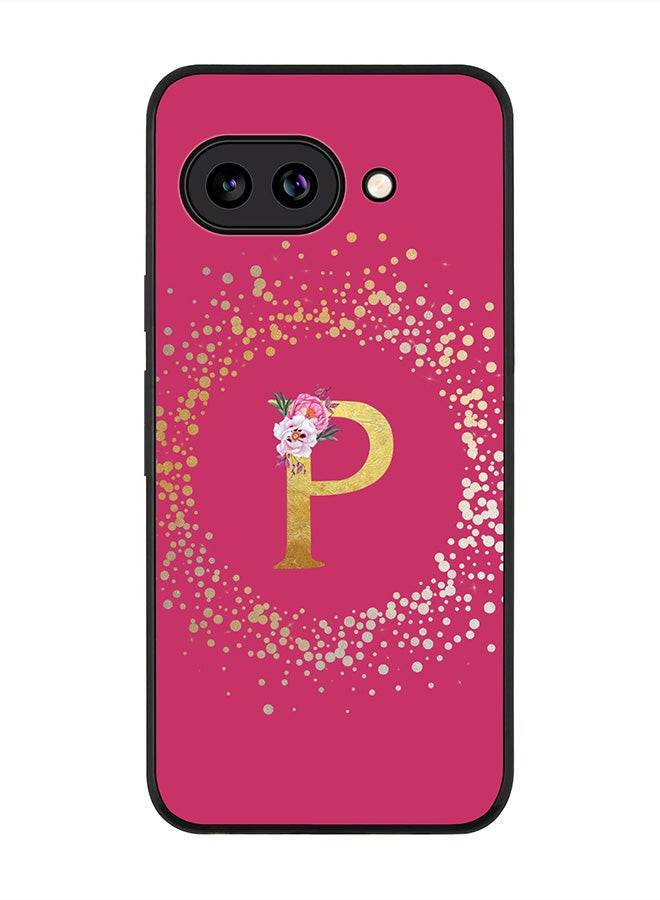 Stylizedd For Google Pixel 9a Case,Slim fit Camera Protection, Shockproof Thin Phone cover  - Custom Monogram Floral - P ( Deep Pink )