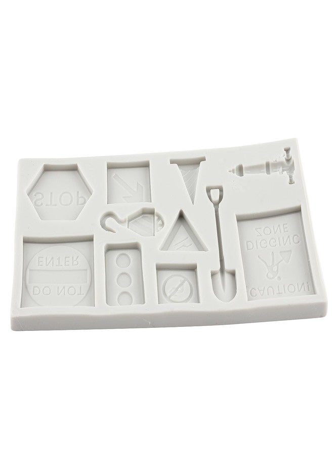 MINFEIDMS Excavator Fondant Molds Construction Site Silicone Mold Forklift Construction Sign Candy Molds for Cake Decorating Cupcake Topper Candy Polymer Clay Chocolate Gum Paste - Image 5