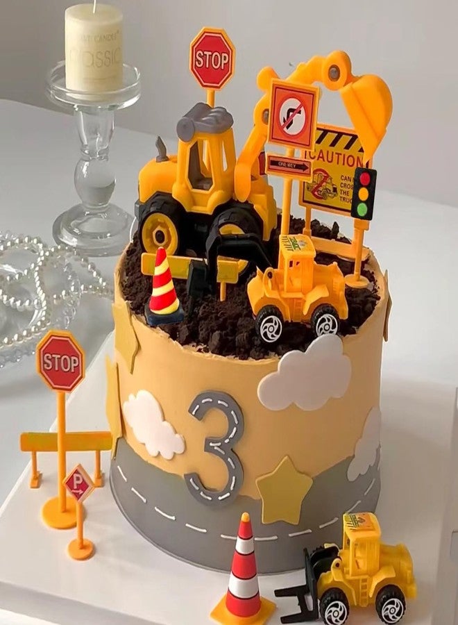 MINFEIDMS Excavator Fondant Molds Construction Site Silicone Mold Forklift Construction Sign Candy Molds for Cake Decorating Cupcake Topper Candy Polymer Clay Chocolate Gum Paste - Image 3
