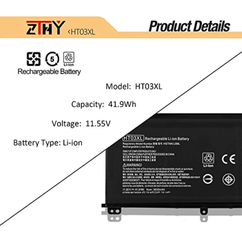 بطارية كمبيوتر محمول لسلسلة HP Pavilion 14-CE/14-CF/14-DF/15-CS/15-DA/15-DB/15-DW/17-by/17-CA، ليثيوم أيون، أسود، استبدال عالي السعة - Image 3