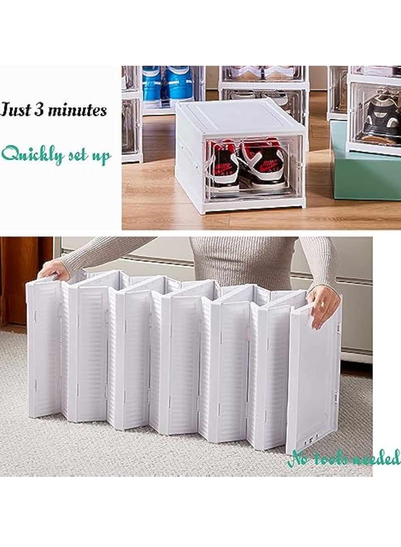 Arabest Shoe Storage Box, No-Assembly 6 Tiers Foldable Shoe Organizer with Clear Door, Space-saving Shoe Rack，Sturdy Clear Plastic Stackable Sneaker Container - Image 4
