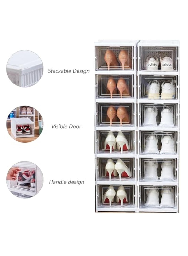 Arabest Shoe Storage Box, No-Assembly 6 Tiers Foldable Shoe Organizer with Clear Door, Space-saving Shoe Rack，Sturdy Clear Plastic Stackable Sneaker Container - Image 3