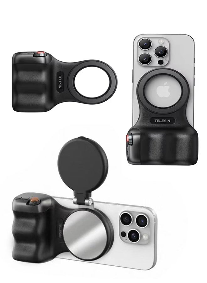 تيليسن حامل هاتف مغناطيسي من TELESIN مزود بمقبض يدوي لكاميرا الهاتف ومساعد التصوير ومقبض التحكم عن بعد لهاتف Iphone وHuawei وSAMSUNG، مع إضاءة تعبئة - Image 3