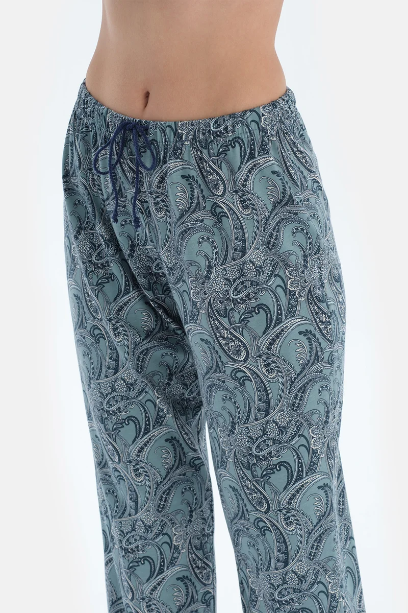 dagi Graphic Print Shirt & Trousers Pajama Set Spread Collar Cotton Blend Mid Rise Regular/Classic Fit Sleepwear