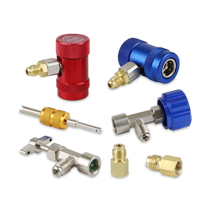 Lichamp Car AC R1234YF Adapter with Self Sealing Can Tap AC R1234 Quick Couplers Connectors Kit