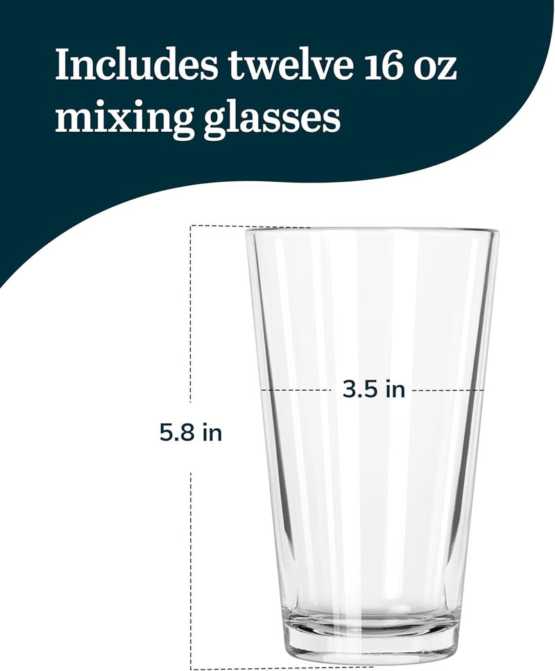 LIBBEY 1639HT Restaurant Basics DuraTuff 16 oz Pint Glasses Set of 12, All Purpose Heavy Duty Glasses, Glass Drinkware for Beer, Water, Soda and More - Image 3