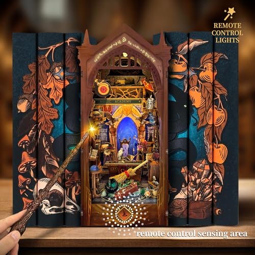 Miggley Book Nook Kit for Adults Booknook DIY Miniature House Kit 3D Wooden Puzzles for Adults Wood Gifts for Book Lovers Women Friends  Magic Academy - Image 5