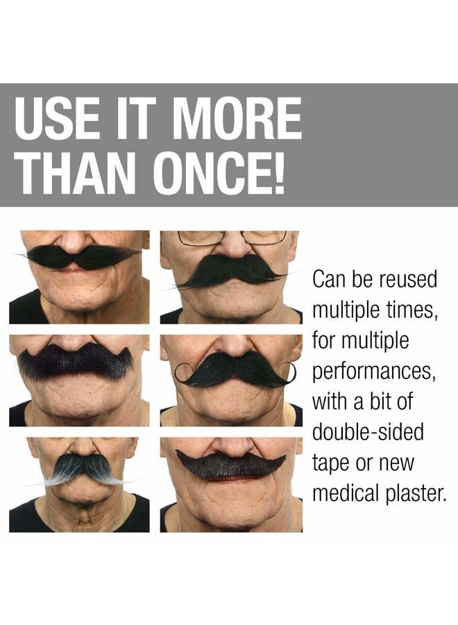 Mustaches شارب مزيف، لاصق ذاتي، منتج مبتكر، حزمة شعر وجه مزيف (6 قطع) - Image 5
