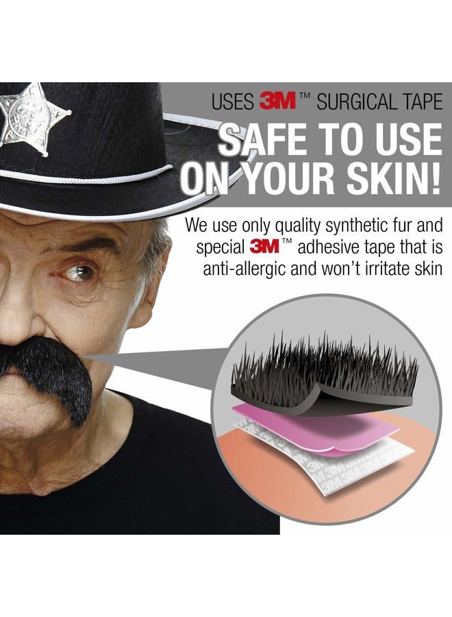 Mustaches شارب مزيف، لاصق ذاتي، منتج مبتكر، حزمة شعر وجه مزيف (6 قطع) - Image 4
