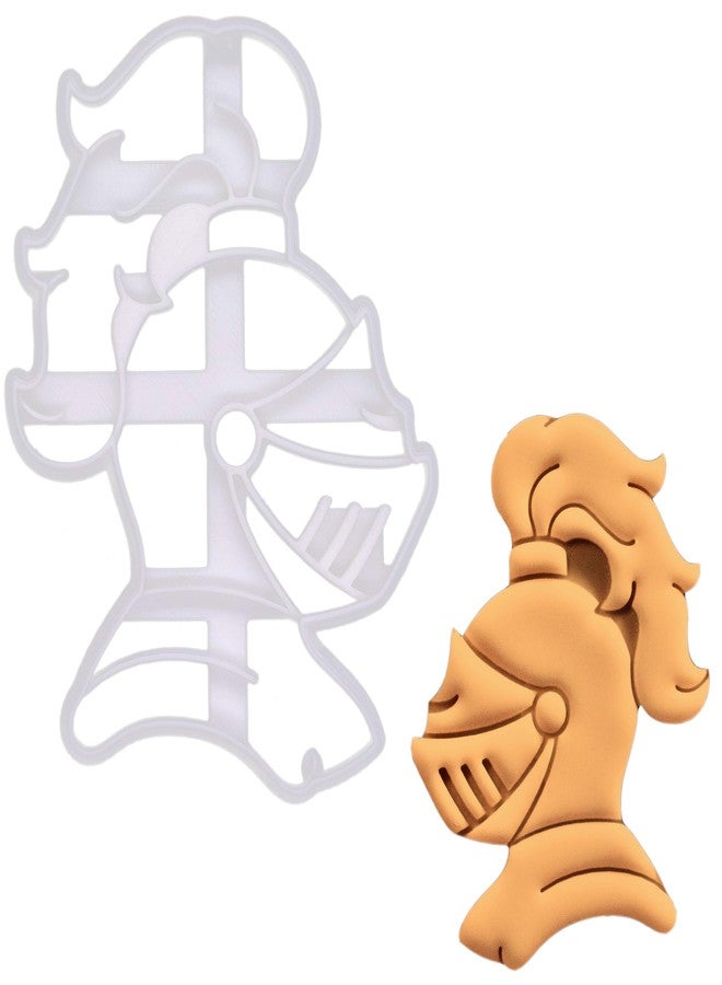 BAKERLOGY Knight Helmet with Plumage Cookie Cutter - Detailed Biscuit Cutter Design for Baking and Crafts, ideal on fondant, dough, clay - Image 1