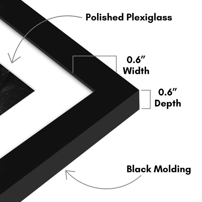 Americanflat 10x10 Picture Frame with Polished Plexiglass - Set of 2 - Use as 8x8 Frame with Mat or 10x10 Frame Without Mat - Galleria Collection - Gallery Frames for Tabletop and Wall Display - Black