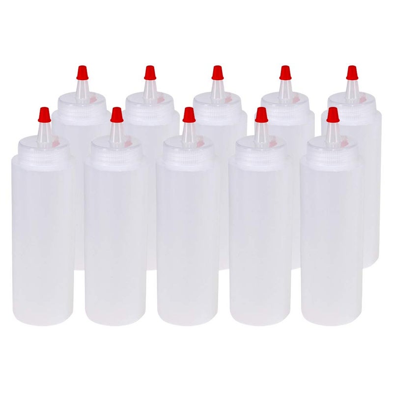 Belinlen 10 Pack 8-Ounce Plastic Squeeze Bottles with Red Tip Caps for Food, Crafts, Art, Multi Purpose - Image 1