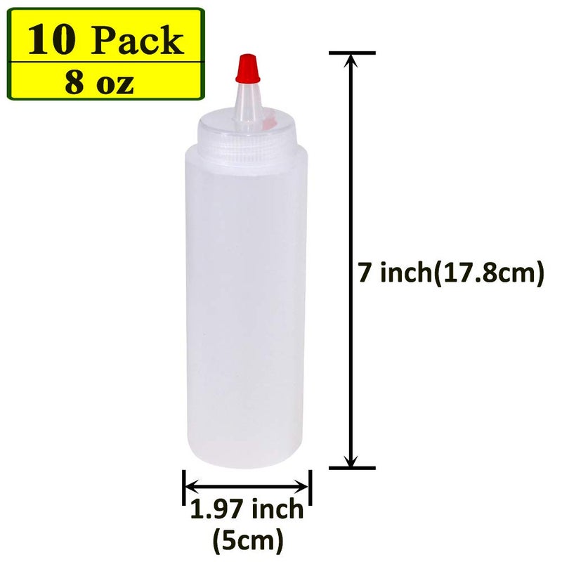 Belinlen 10 Pack 8-Ounce Plastic Squeeze Bottles with Red Tip Caps for Food, Crafts, Art, Multi Purpose - Image 2