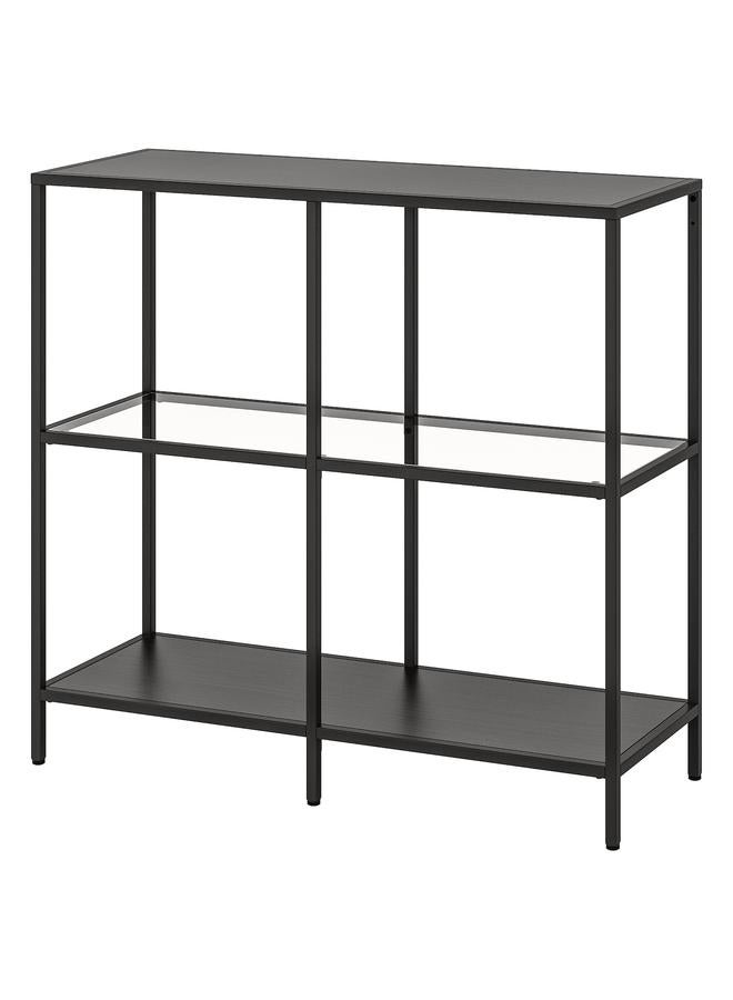 زبون وحدة رفوف، أسود-بني/زجاج، 100×93 سم - Image 1