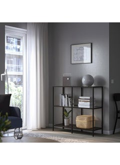 Zaboon Shelving Unit, Black-Brown/Glass, 100X93 Cm  - Image 2