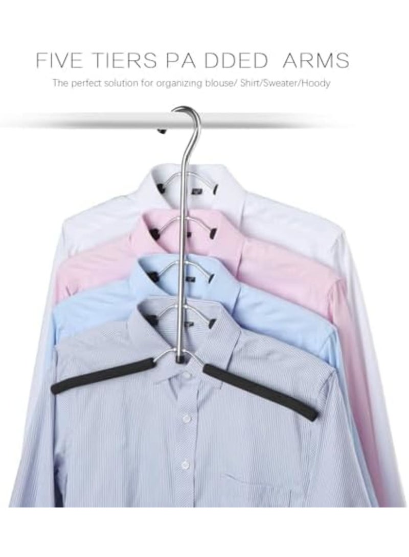 SYOSI 5-in-1 Blouse Tree Hangers, Non-Slip Space-Saving Stainless Steel Clothes Hangers for Shirts, Sweaters, Coats, and Closet Storage Organizer (3 Pack,Black) - Image 5