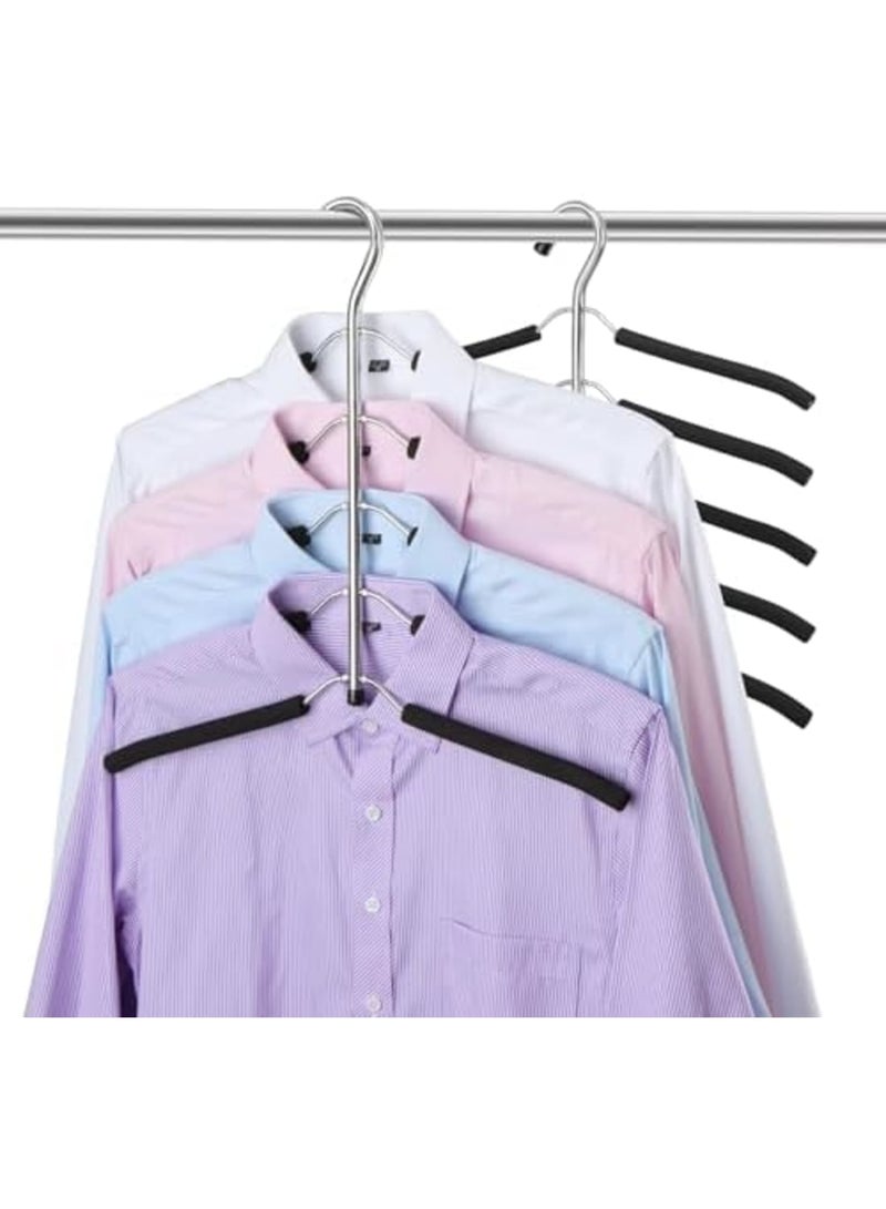 SYOSI 5-in-1 Blouse Tree Hangers, Non-Slip Space-Saving Stainless Steel Clothes Hangers for Shirts, Sweaters, Coats, and Closet Storage Organizer (3 Pack,Black) - Image 2