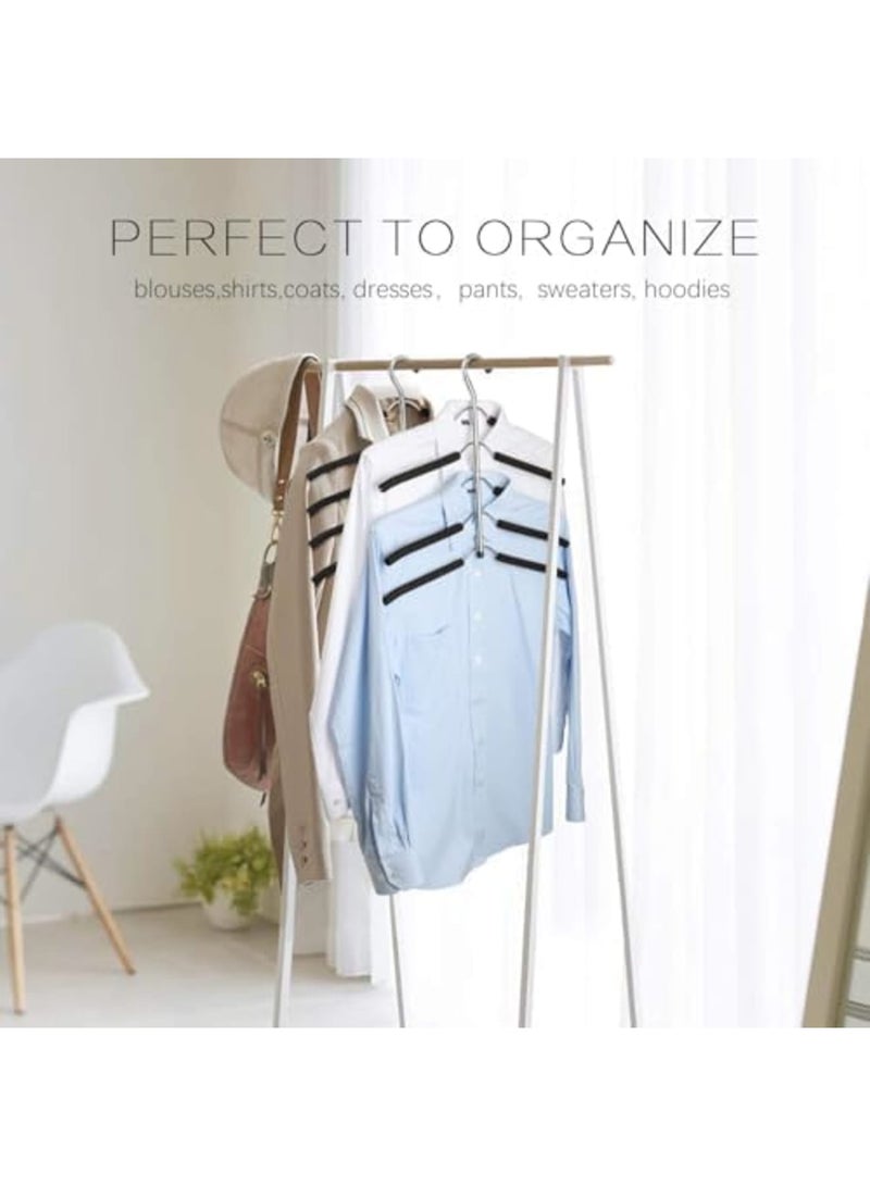 SYOSI 5-in-1 Blouse Tree Hangers, Non-Slip Space-Saving Stainless Steel Clothes Hangers for Shirts, Sweaters, Coats, and Closet Storage Organizer (3 Pack,Black) - Image 3