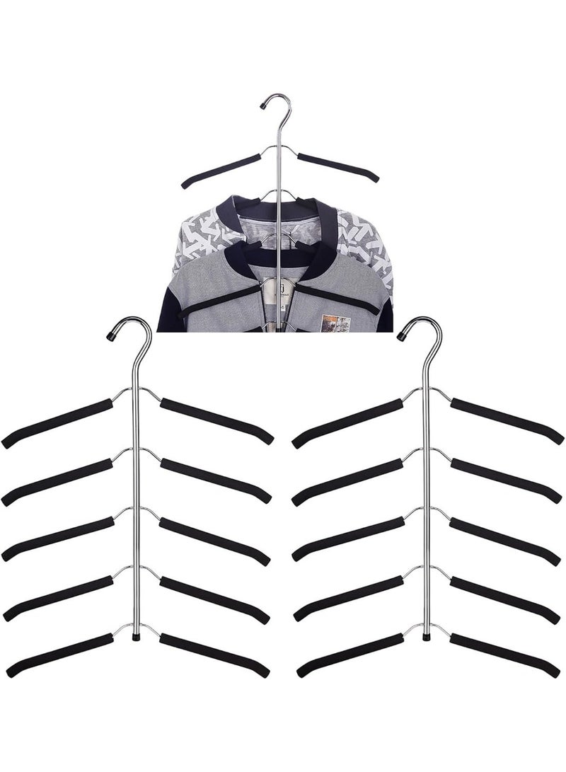 SYOSI 5-in-1 Blouse Tree Hangers, Non-Slip Space-Saving Stainless Steel Clothes Hangers for Shirts, Sweaters, Coats, and Closet Storage Organizer (3 Pack,Black) - Image 1