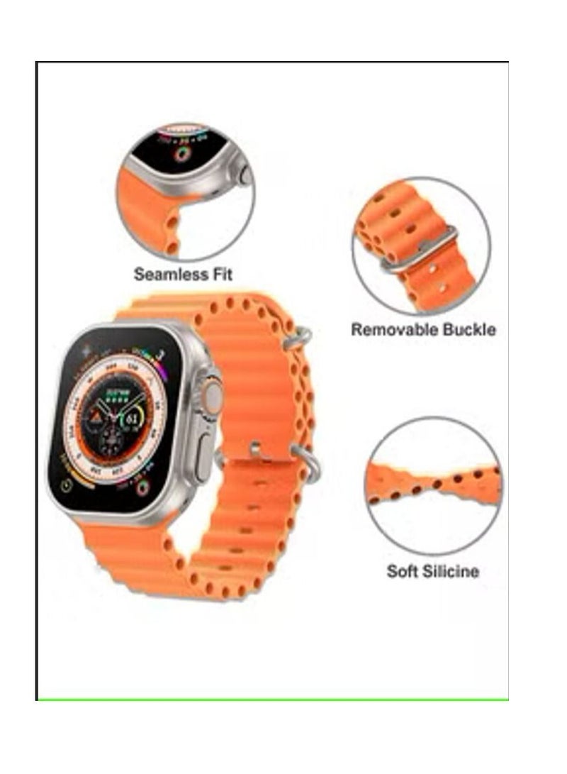 W&D GS8 ULTRA SMART WATCH 8TH VERSION FULL SCREEN WITH CHARGING AND GPS SUPPORT SIZE 49 MM - ORANGE  - Image 1