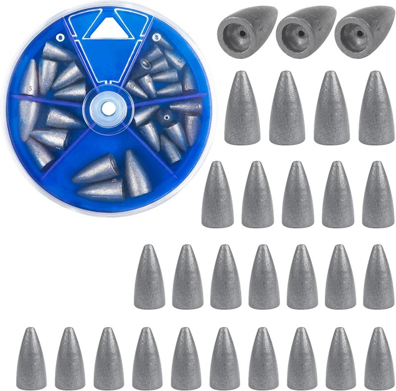 SILANON Bullet Fishing Sinkers Weights Slip Sinkers Kit- 29/83Pcs Fishing Worm Weights Assorted Set for Bass Fishing Saltwater - Image 1