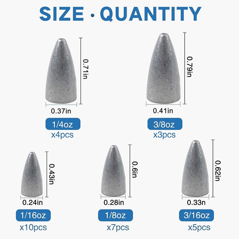 SILANON Bullet Fishing Sinkers Weights Slip Sinkers Kit- 29/83Pcs Fishing Worm Weights Assorted Set for Bass Fishing Saltwater - Image 2