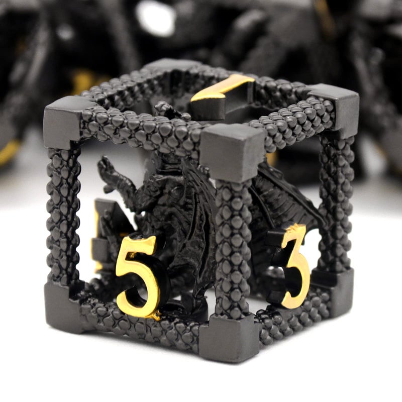 HNCCESG DD Dice HNCCESG Metal Dice Set Polyhedral Hollow Role Playing D and D Starter Dice for RPG MTG Table Board Games 3D Black - Image 3
