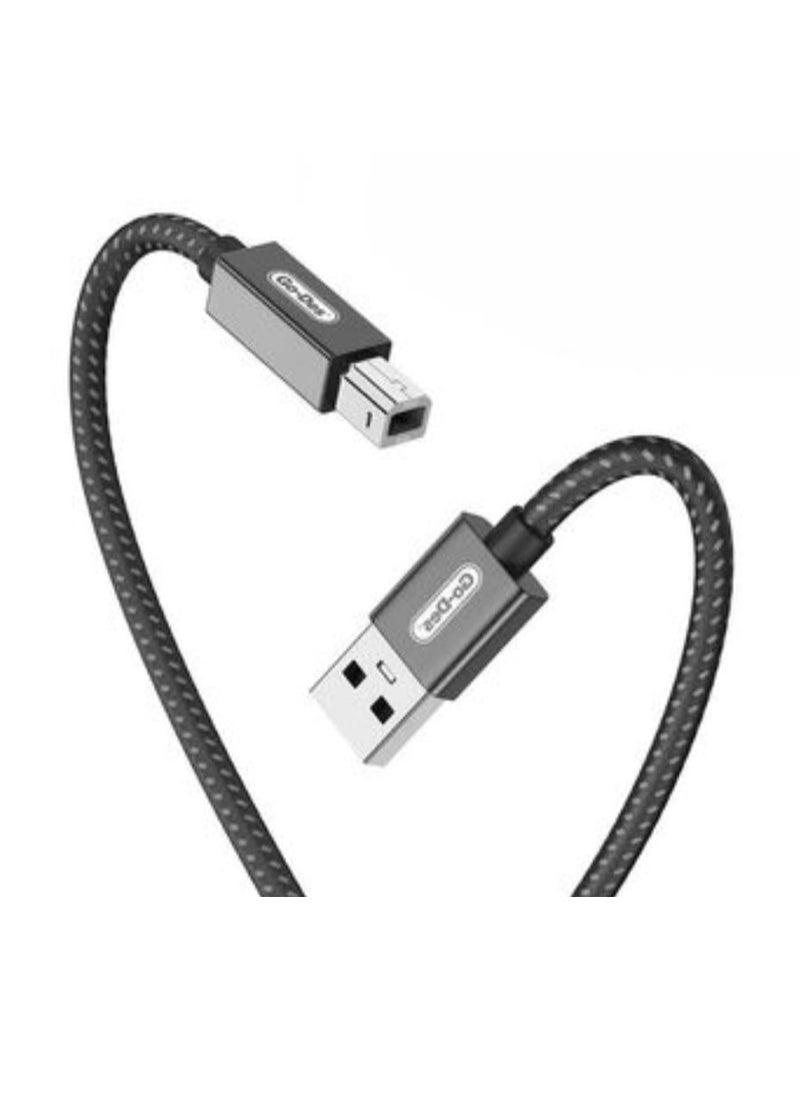 GO-DES USB-A to USB-B 2.0 Braided Printer Cable 2M Black  - Image 1